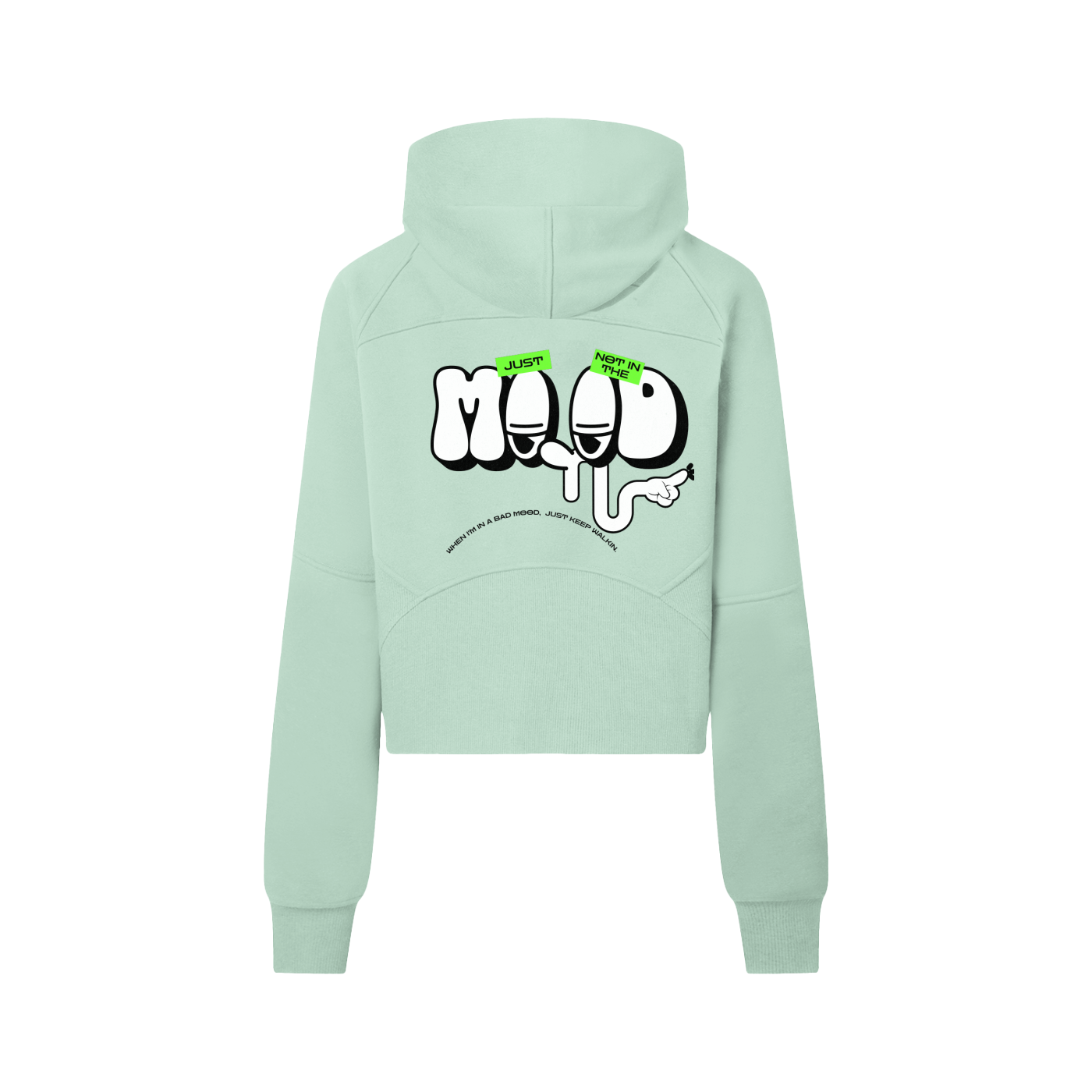 woman's clothing,cropped hoodie,woman's wear,everyday hoodie,MOOD hoodie,trendsetter,streetwear,statement piece,everyday wear,comfort wear