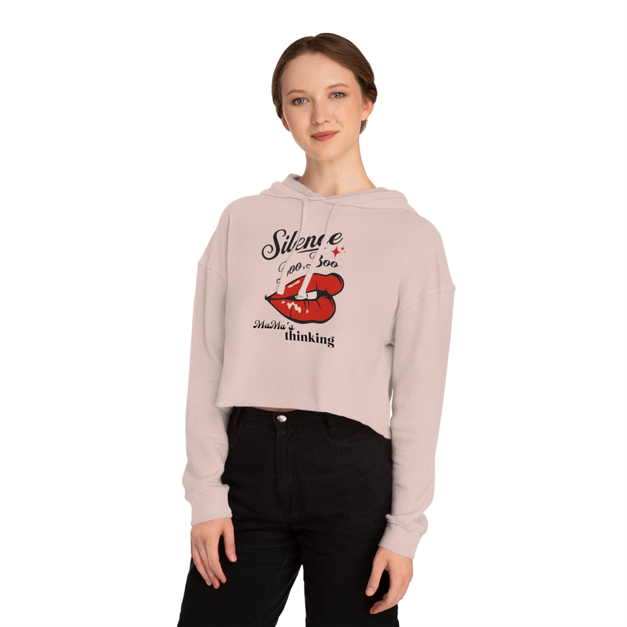 Cropped Hooded Sweatshirt - Silence Boo Boo Design