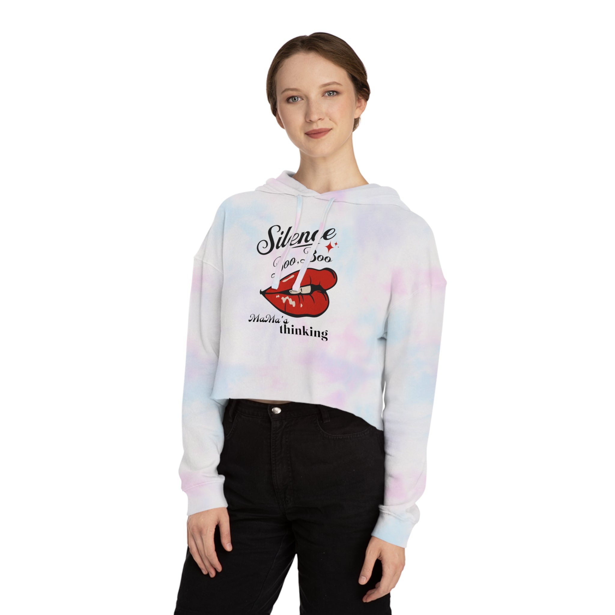 Cropped Hooded Sweatshirt - Silence Boo Boo Design