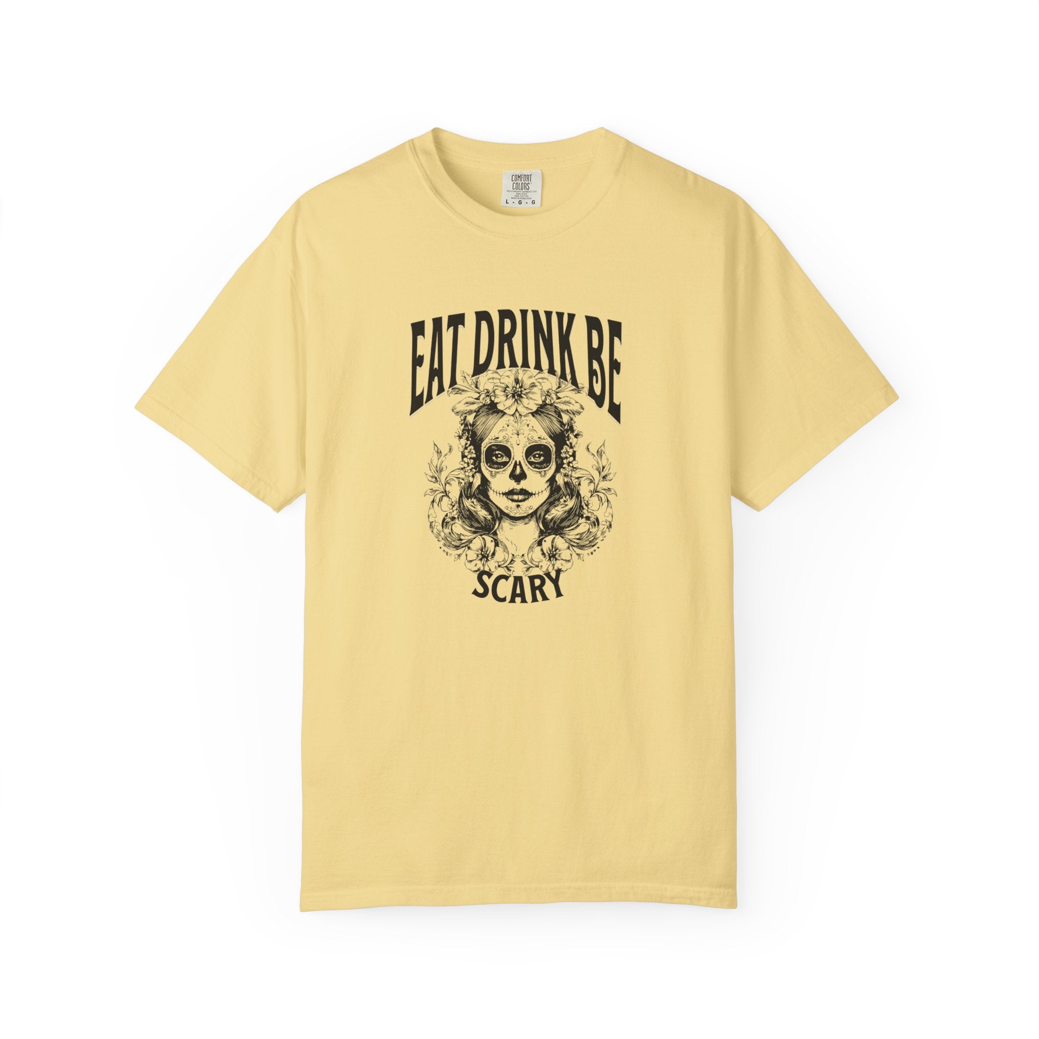 Garment-Dyed T-Shirt with Scary Design, Halloween Apparel, Unisex Tee, Festival Outfit, Spooky Gift, Casual Wear