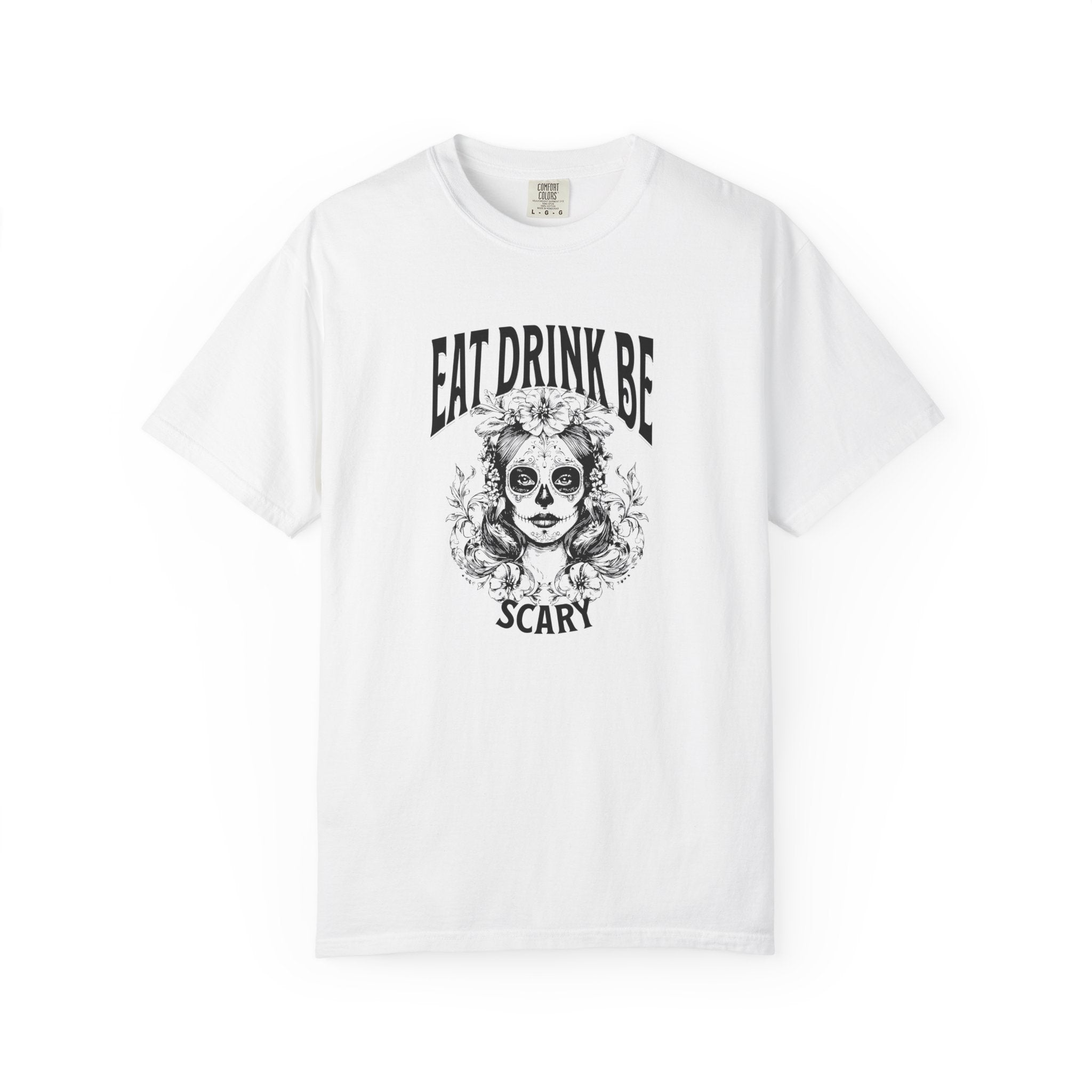 Garment-Dyed T-Shirt with Scary Design, Halloween Apparel, Unisex Tee, Festival Outfit, Spooky Gift, Casual Wear