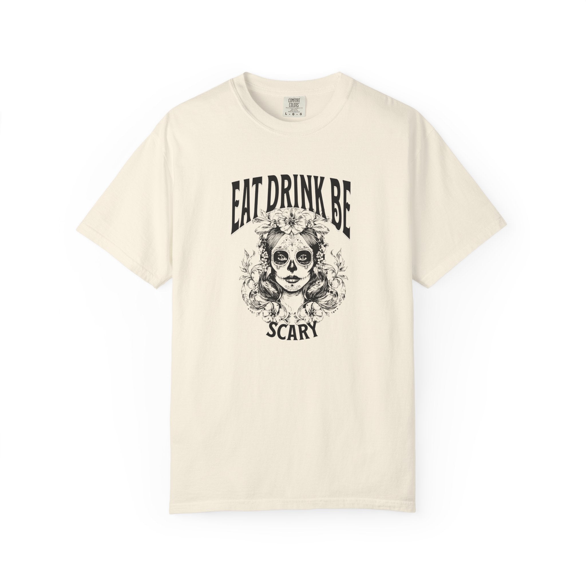 Garment-Dyed T-Shirt with Scary Design, Halloween Apparel, Unisex Tee, Festival Outfit, Spooky Gift, Casual Wear