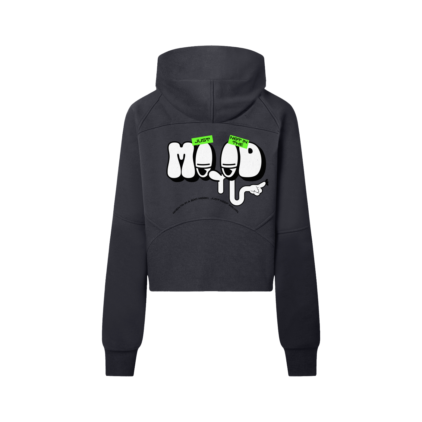 woman's clothing,cropped hoodie,woman's wear,everyday hoodie,MOOD hoodie,trendsetter,streetwear,statement piece,everyday wear,comfort wear