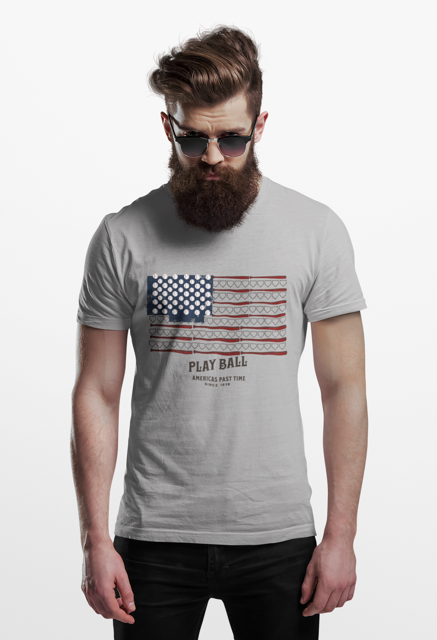 Men's Baseball American Flag T-Shrit