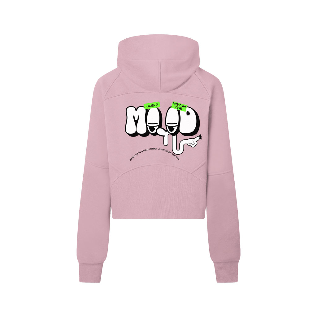 woman's clothing,cropped hoodie,woman's wear,everyday hoodie,MOOD hoodie,trendsetter,streetwear,statement piece,everyday wear,comfort wear