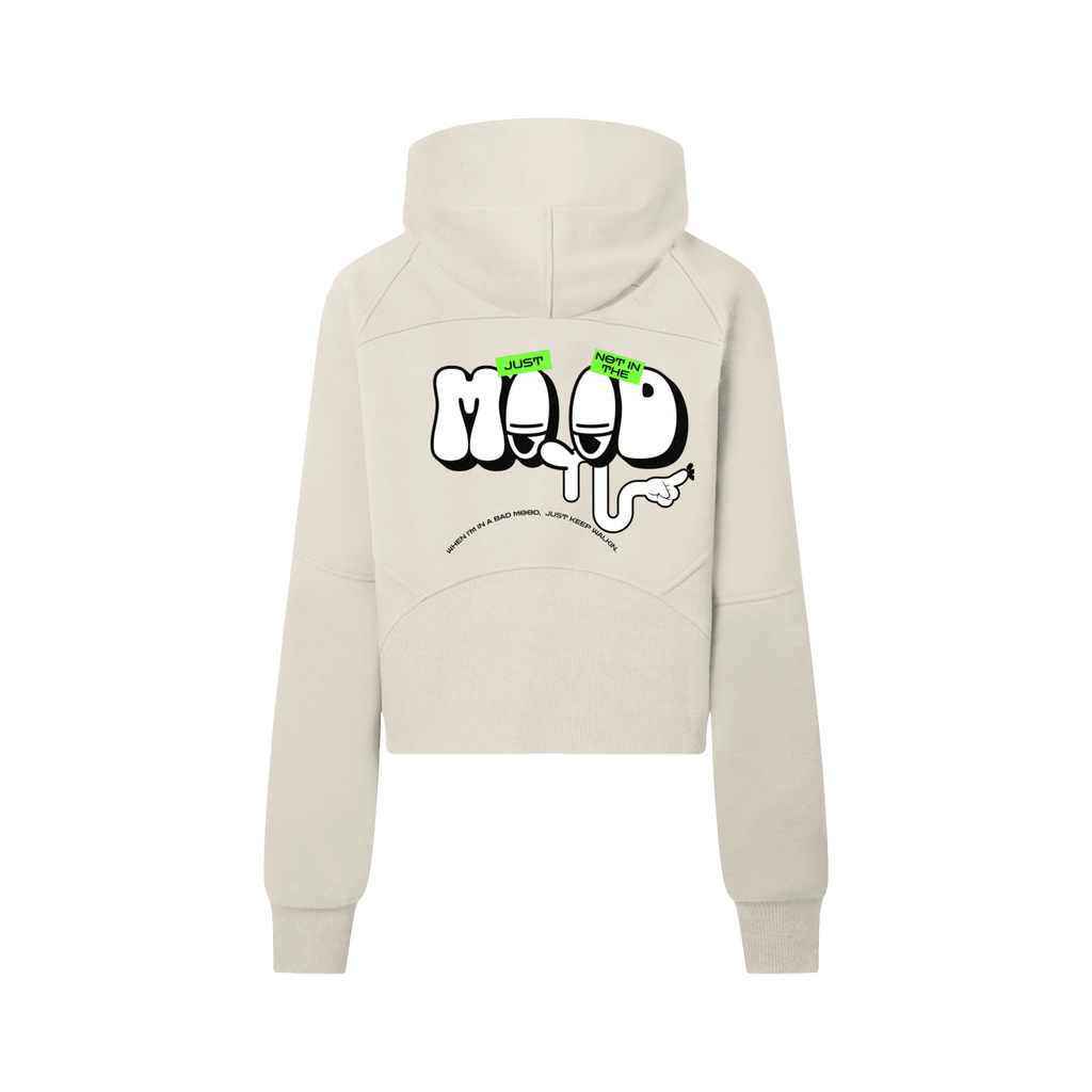 woman's clothing,cropped hoodie,woman's wear,everyday hoodie,MOOD hoodie,trendsetter,streetwear,statement piece,everyday wear,comfort wear