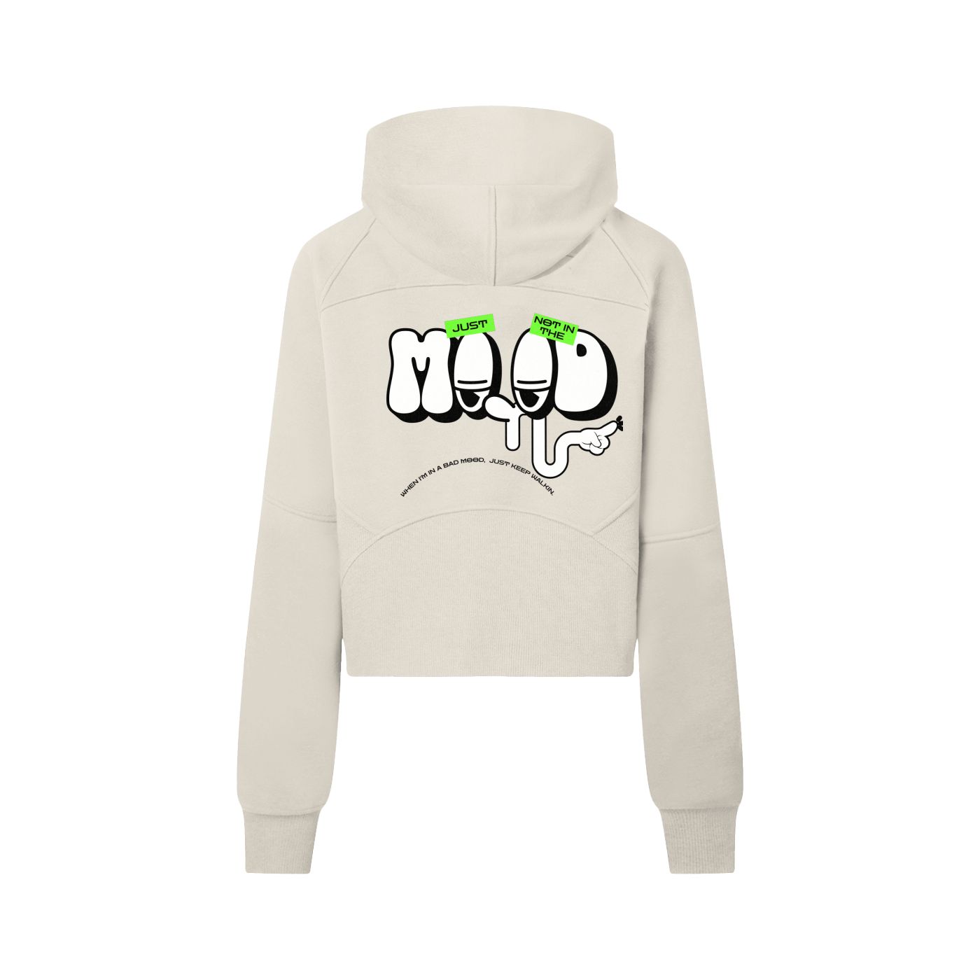 woman's clothing,cropped hoodie,woman's wear,everyday hoodie,MOOD hoodie,trendsetter,streetwear,statement piece,everyday wear,comfort wear